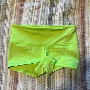 Lululemon Shorts Neon Green Shortie Short Size 4 Bright Spandex